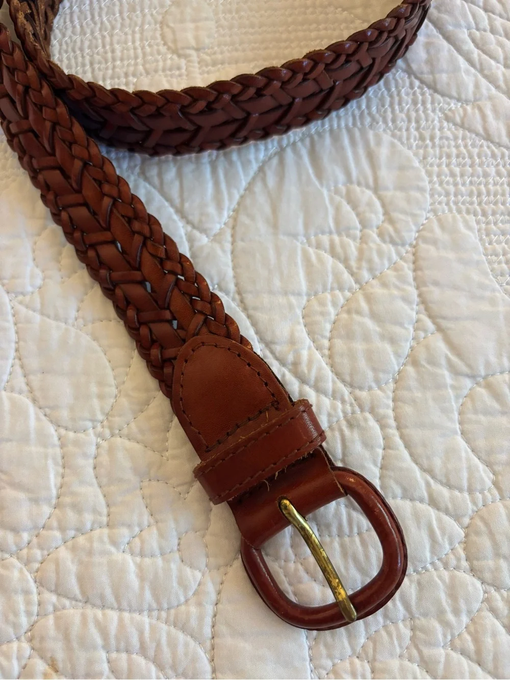 Vintage Talbots Braided Leather Waist Belt - Brown